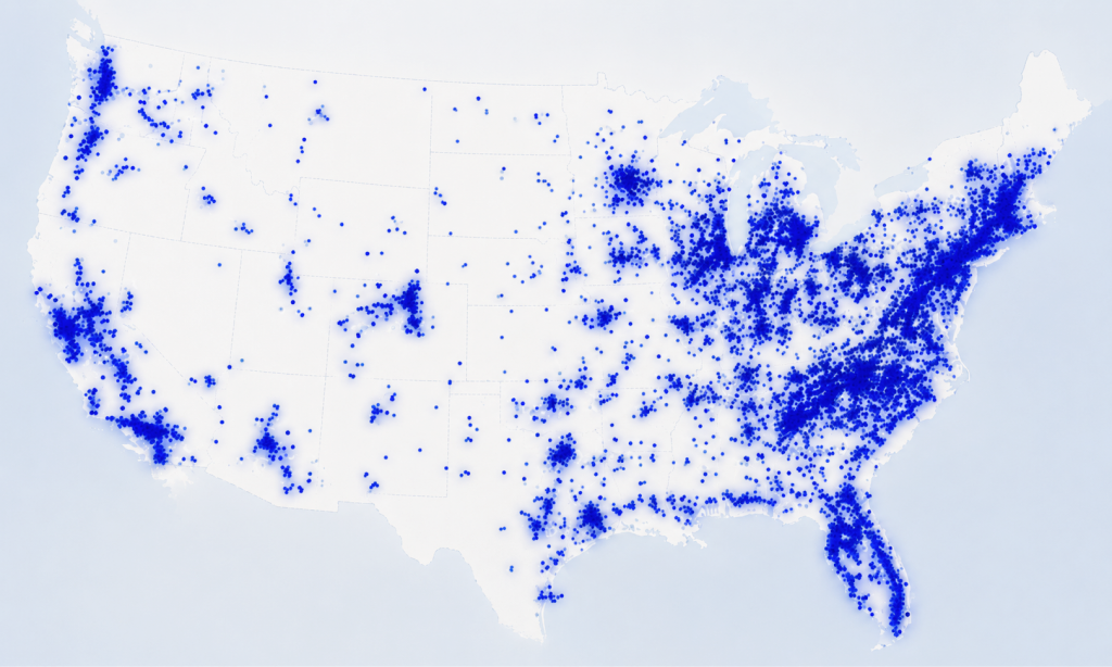 Map of Boxwood reports completed across the United States